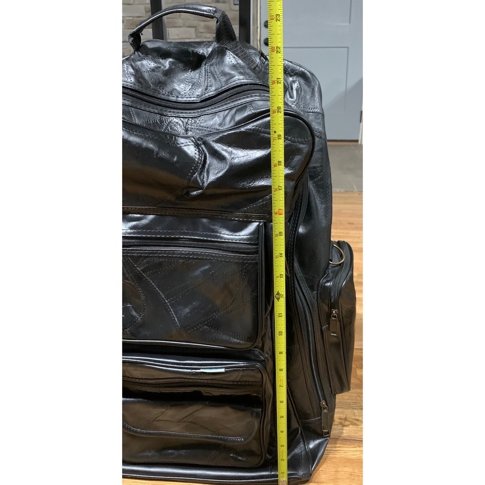 Leather Rolling Backpack Travel Bag  Luggage Vacation Office Utility - Picture 7 of 8